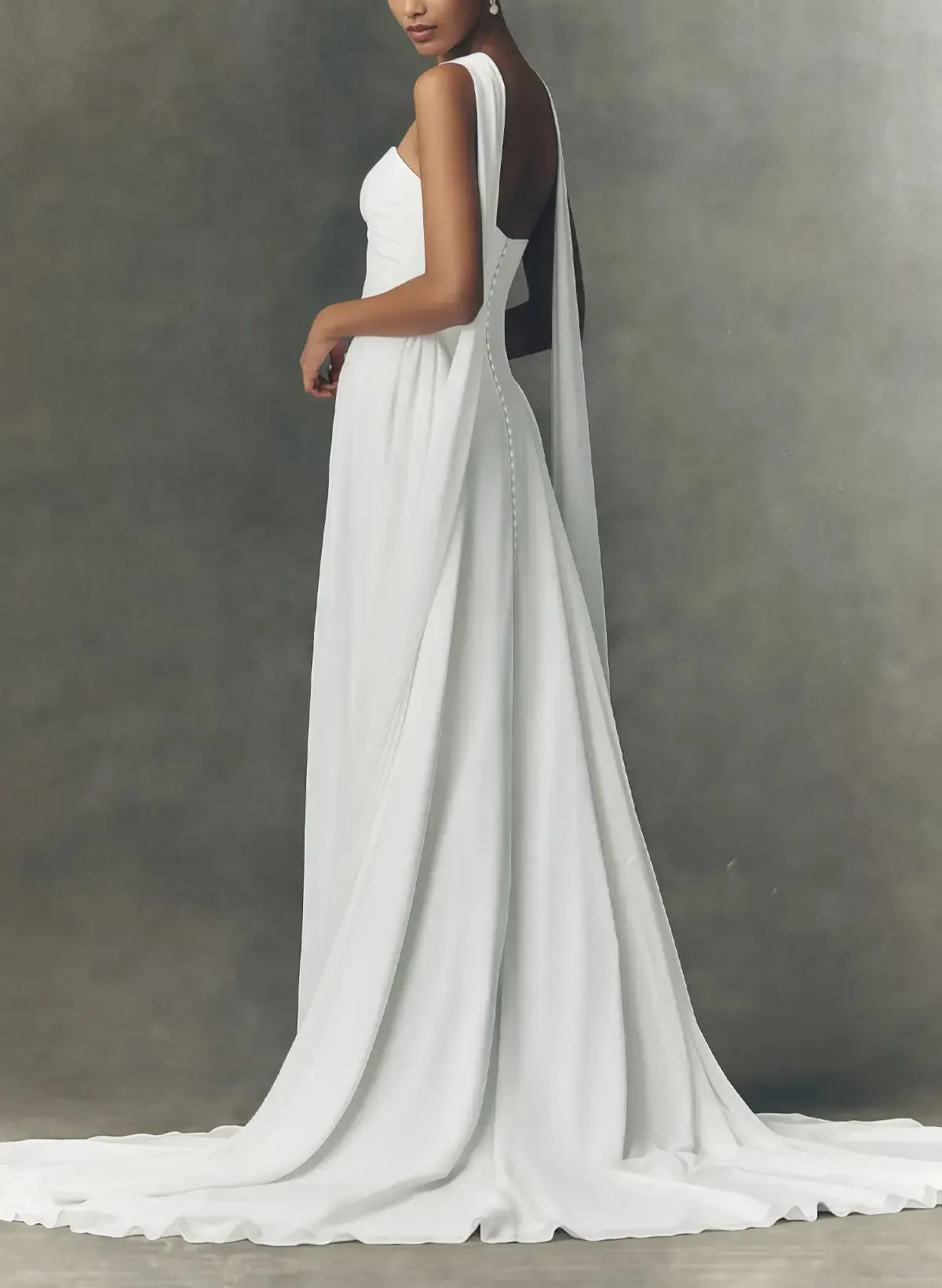 A Line Sweetheart Sleeveless Sweep Train Chiffon With Pleated Bride Wedding Dress Swd13164
