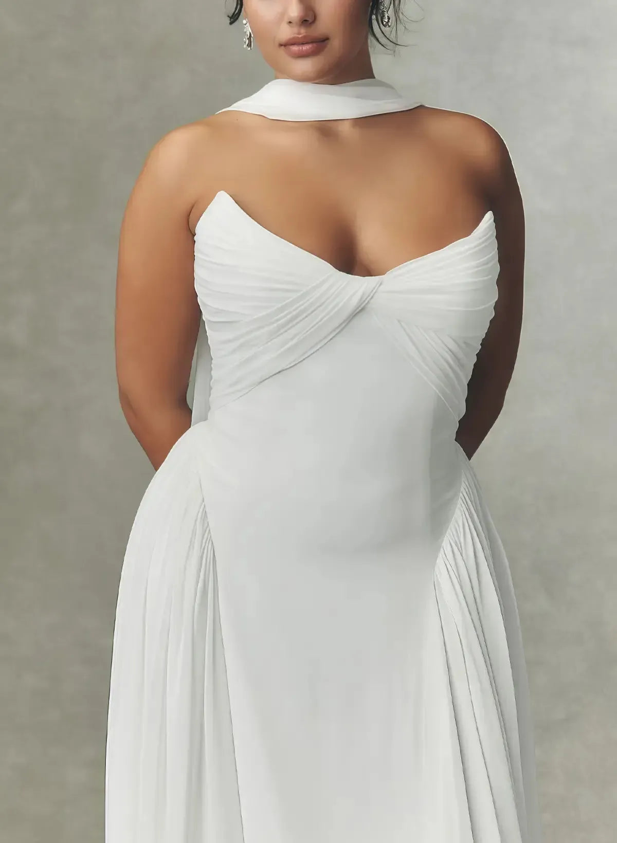 A Line Sweetheart Sleeveless Sweep Train Chiffon With Pleated Bride Wedding Dress Swd13164