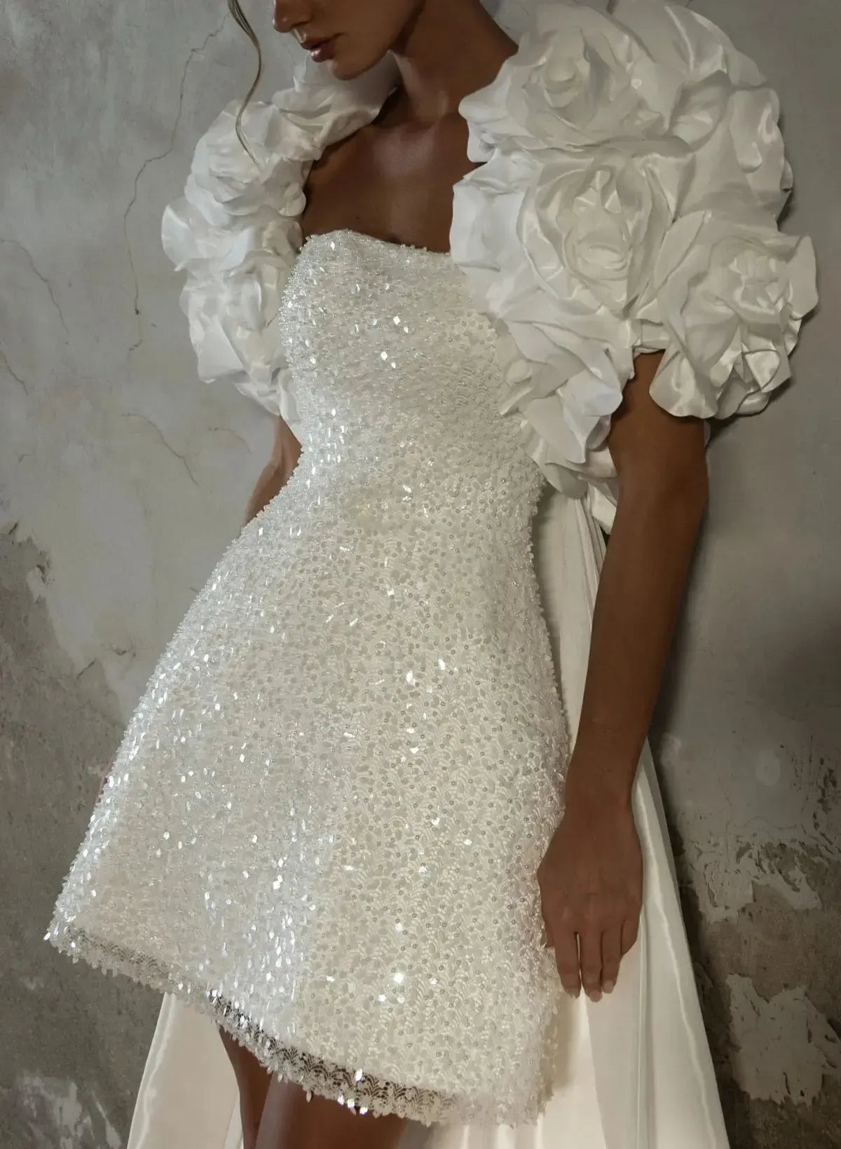 A Line Sweetheart Sleeveless Short Mini Detachable Taffeta Bride Wedding Dress With Beading Swd13190