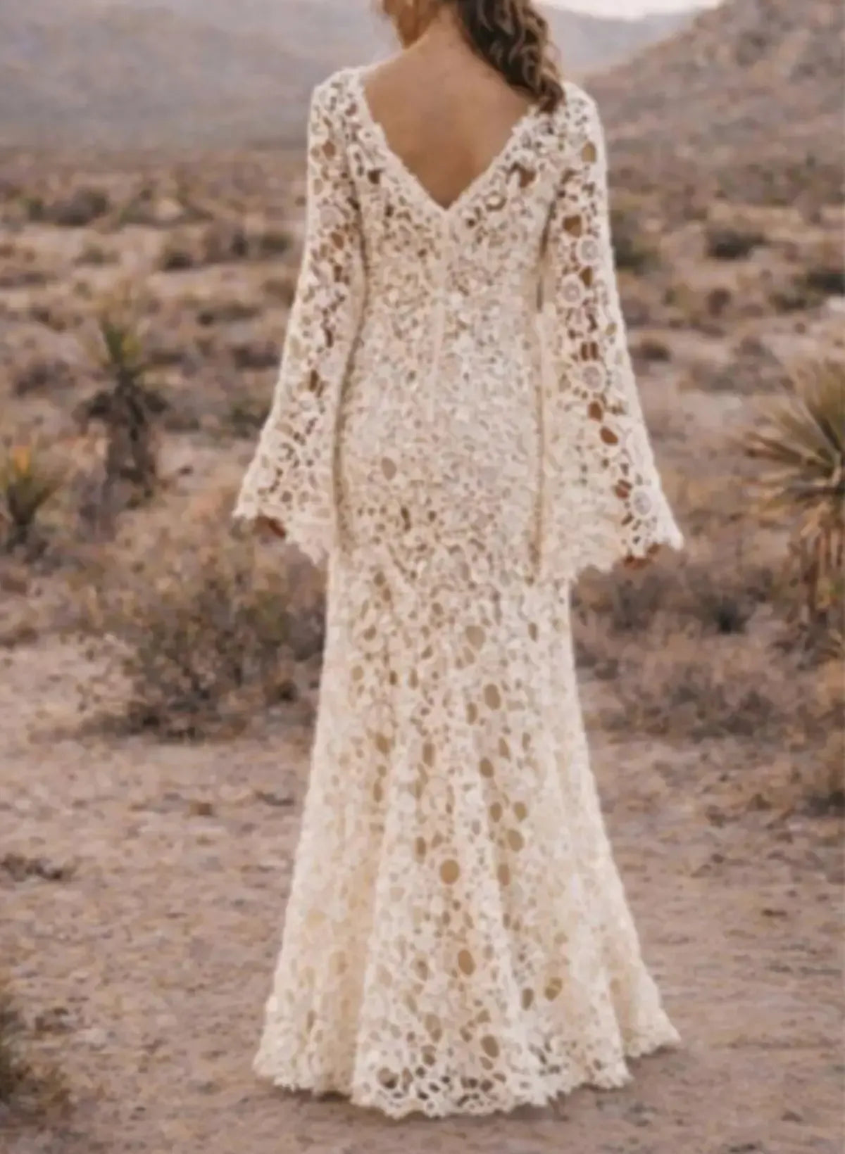 Trumpet Mermaid V Neck Long Sleeves Sweep Train Lace Wedding Dresses With Split Front Swd13202