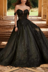 Elegant A Line Off The Shoulder Chapel Train Satin Tulle Bride With Lace Swd13221