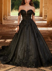 Elegant A Line Off The Shoulder Chapel Train Satin Tulle Bride With Lace Swd13221
