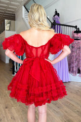 Fuchsia Corset A-Line Short Homecoming Dress