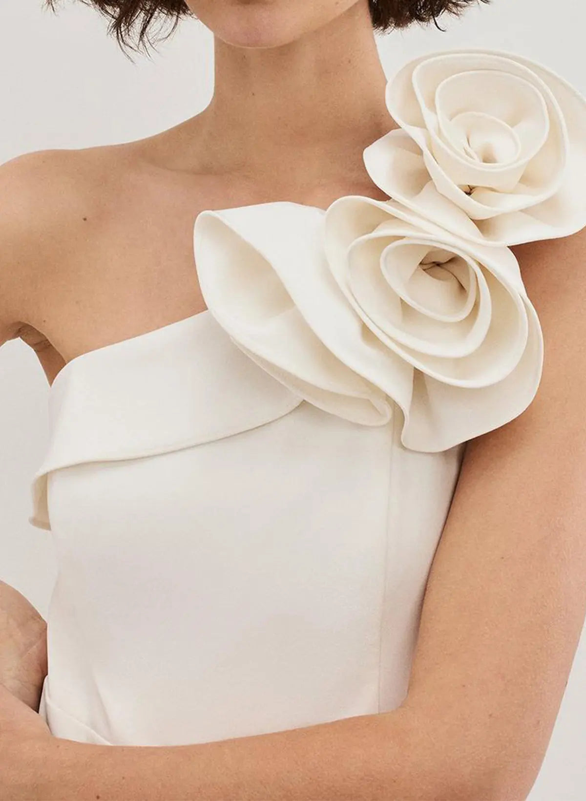 Jumpsuit Pantsuit One Shoulder Sleeveless Floor Length Elastic Satin Wedding Dresses With Flower S Swd13295