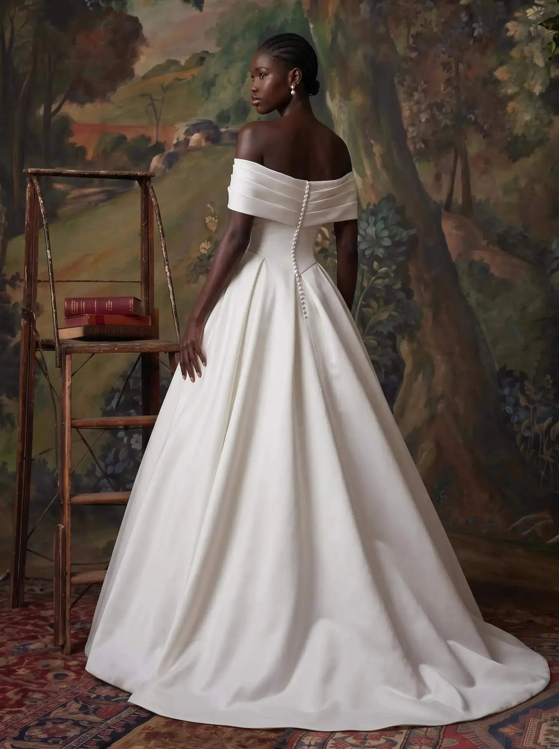 Ball Gown Sweetheart Detachable Sleeves Chapel Train Twill Satin With Pockets Bride Wedding Dress Swd13147