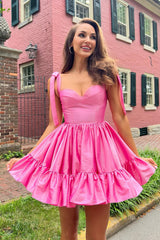 Pink Ruched Corset A-Line Short Homecoming Dress