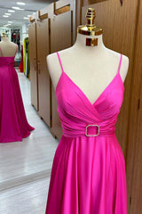 Fuchsia A Line Long Prom Dress