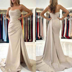 Elegant Mermaid Strapless Evening Dress with Split On Sale