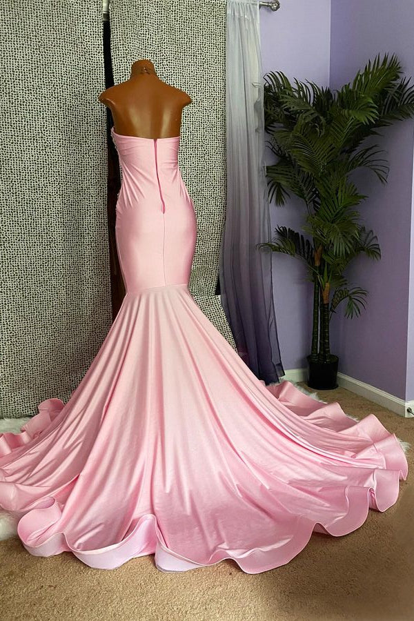 Pink Halter Evening Dress with Rhinestone Appliques