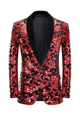 Dazzling Red Sequins 2-Piece Men's Suit