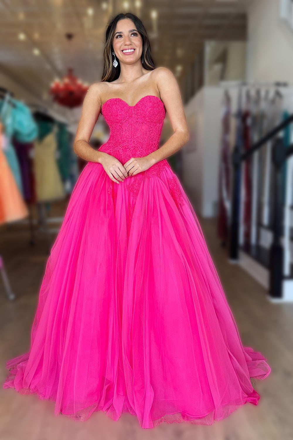 Tulle A-Line Sweetheart Corset Prom Dress