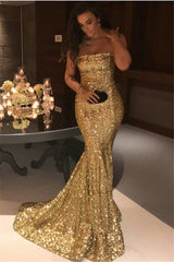 Strapless Sequin Mermaid Evening Dress