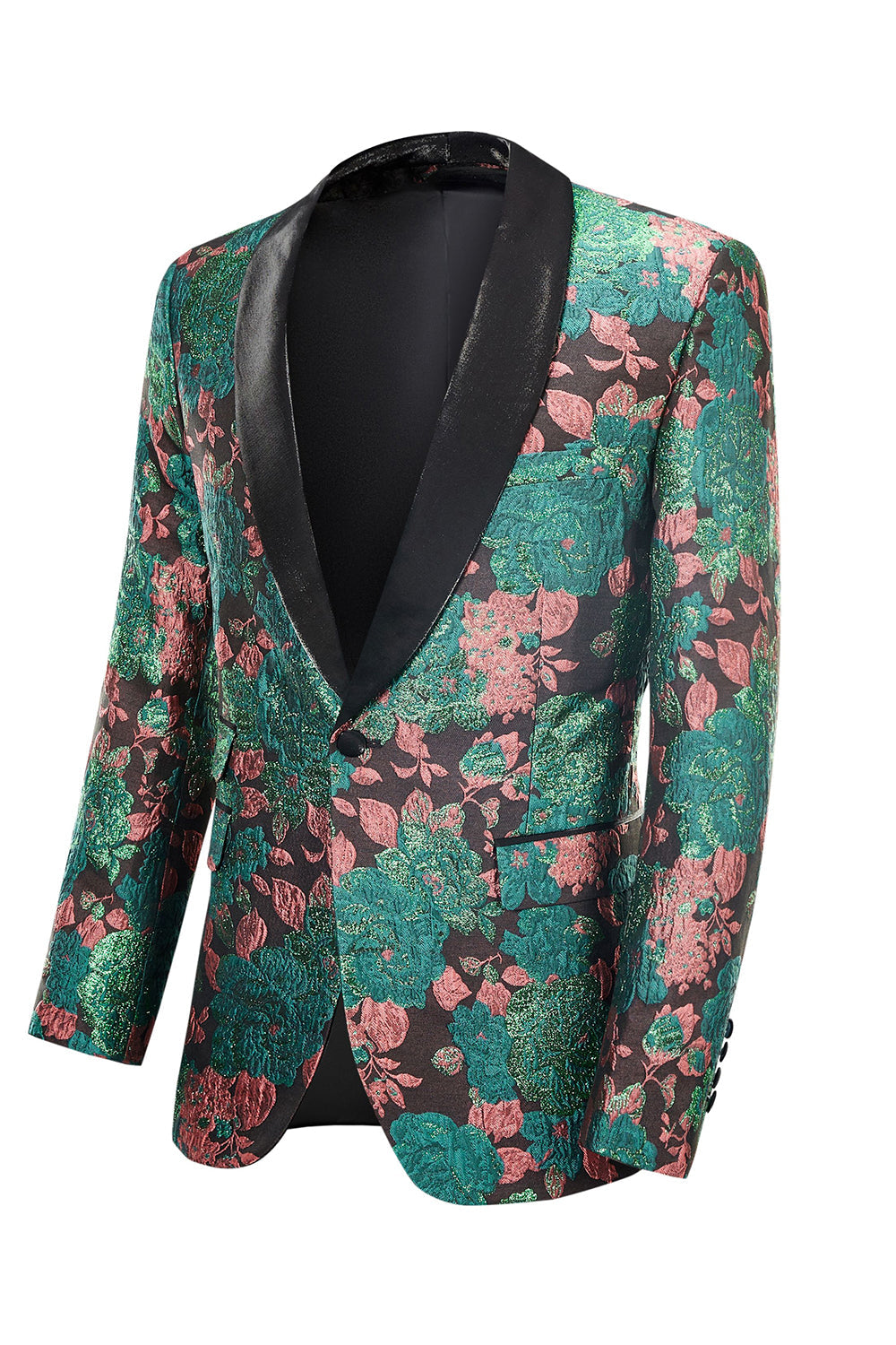 Stylish Green Shawl Lapel Jacquard Men's Prom Blazer