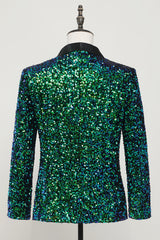 Dazzling Green Sequined Men's Blazer Jacket