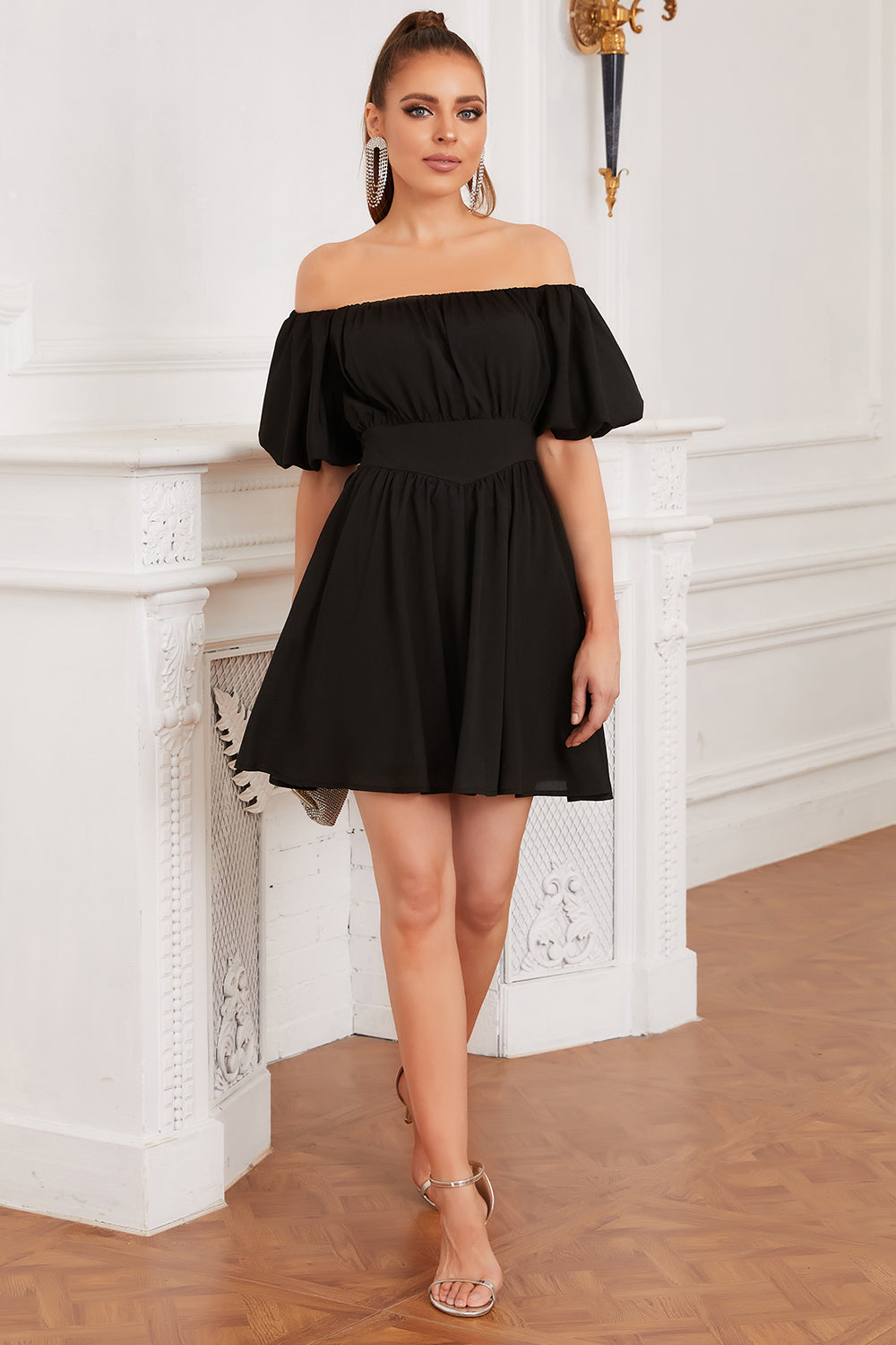 Black Off the Shoulder Cocktail Dress