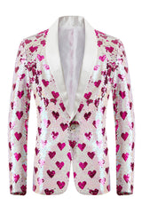 Sparkly Pink Sequins Shawl Lapel Men's Blazer