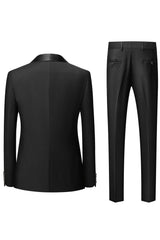 Stylish Black Shawl Lapel 3-Piece Men's Suit