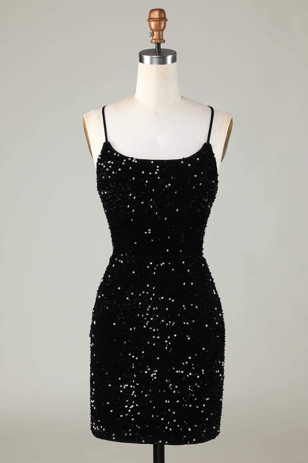 Glitter Black Zipper Back Tight Sequins Short Homecoming Dress