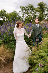 Tulle A-Line Wedding Dress with Detachable Lace Topper and Sweetheart Neckline