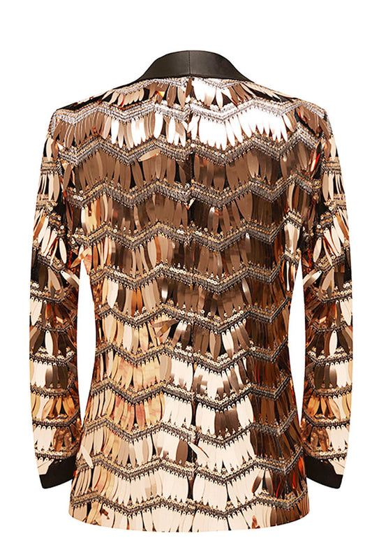 Dazzling Glitter Golden Sequins Men's Blazer