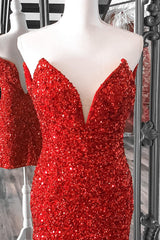 Sparkly Red Sweetheart Sequins Tight Short Homecoming Dress