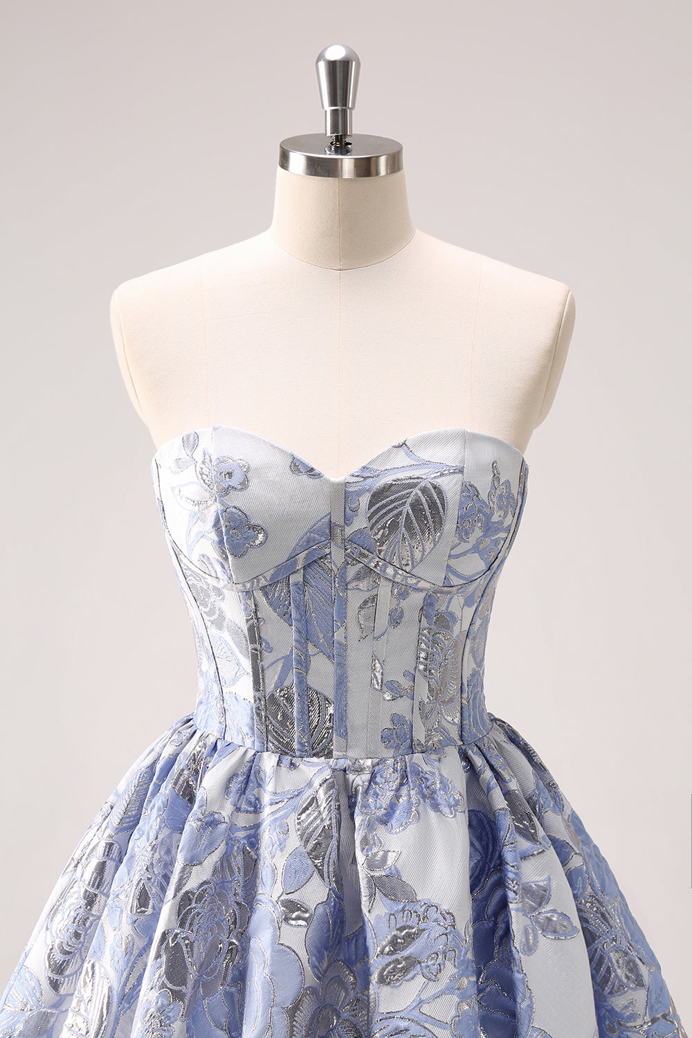 Blue Corset Strapless A Line Short Homecoming Dress