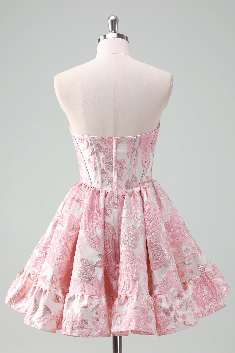 Pink Corset Strapless A Line Short Homecoming Dress