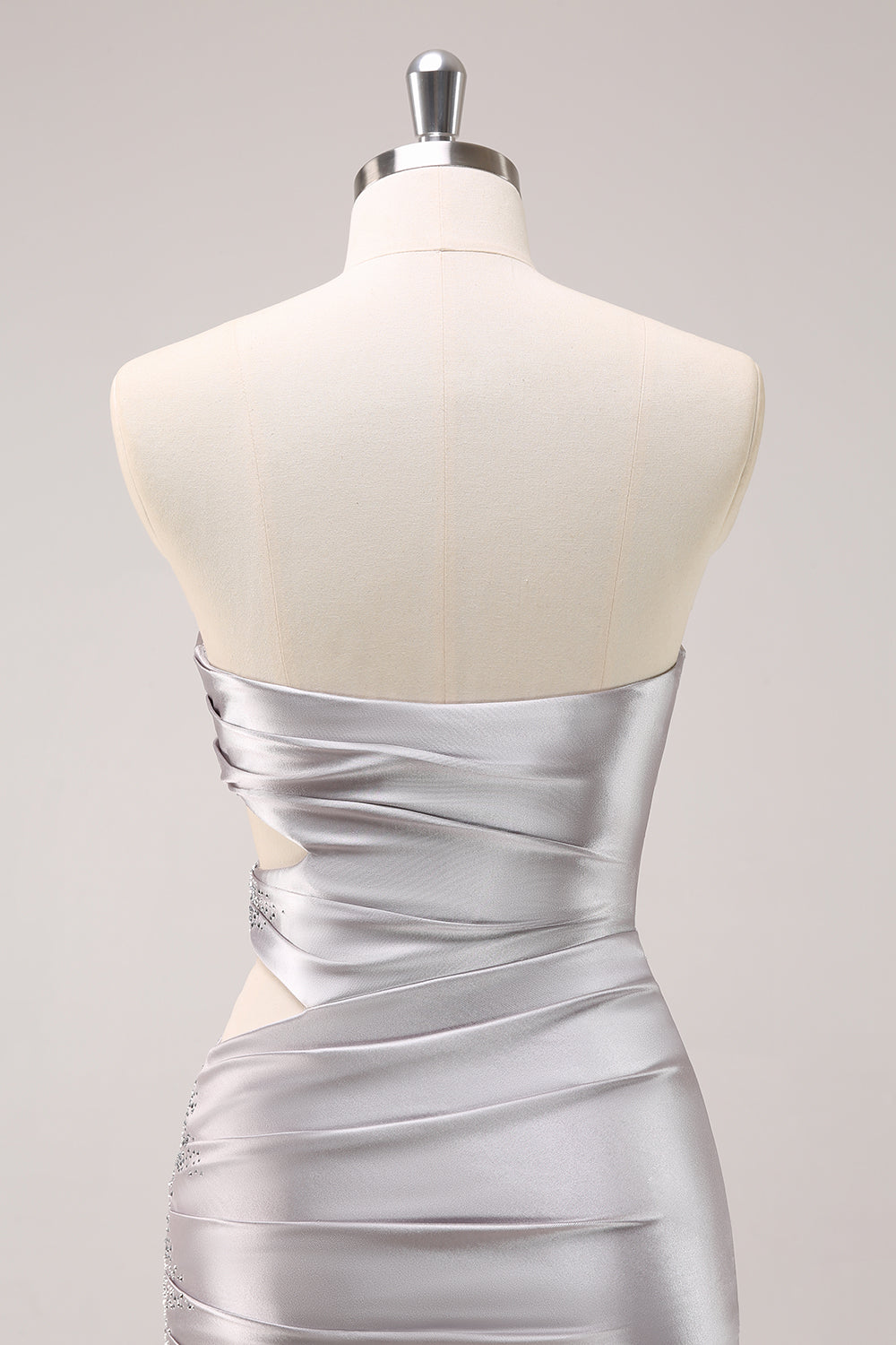 Sparkly Strapless Grey Beaded Short Tight Homecoming Dress