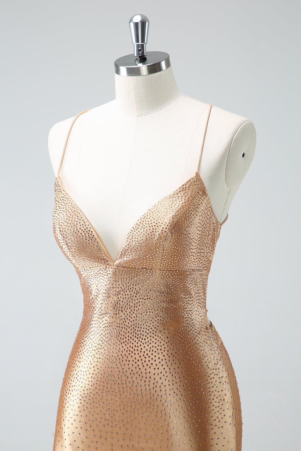 Sparkly Golden Beaded Tight Short Homecoming Dress