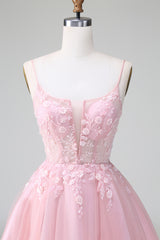 Sparkly Blush Corset Short Sequins Homecoming Dress With Appliques