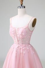 Sparkly Blush Corset Short Sequins Homecoming Dress With Appliques