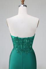 Sparkly Dark Green Corset Short Homecoming Dress With Appliques