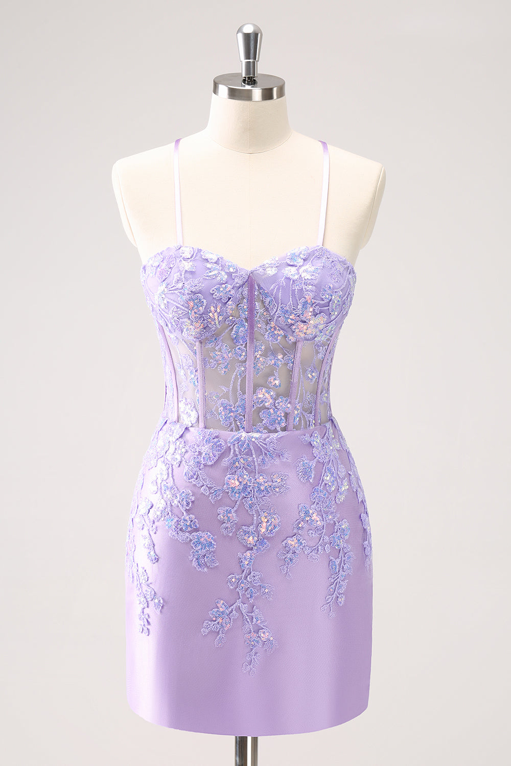 Blue Sparkly Corset Sequined Tight Short Homecoming Dress