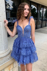 Sparkly Blue Sequins A Line Short Homecoming Dress