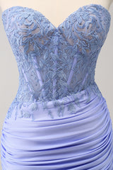 Sparkly Strapless Corset Lilac Sequins Short Tight Homecoming Dress