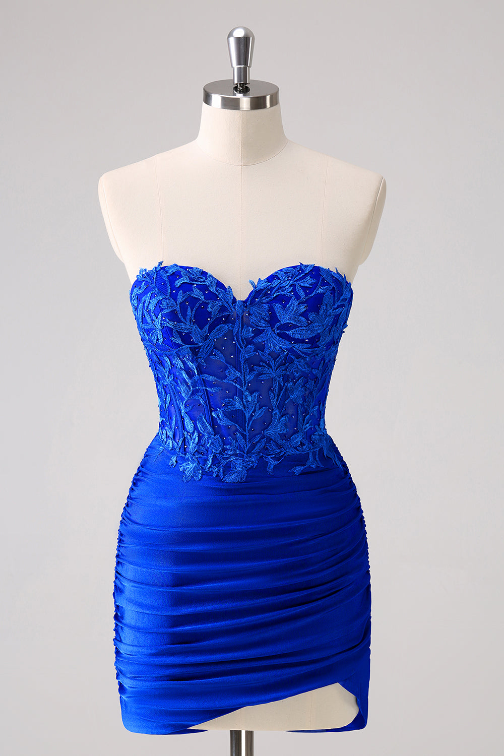 Sparkly Blue Corset Sequins Short Tight Homecoming Dress