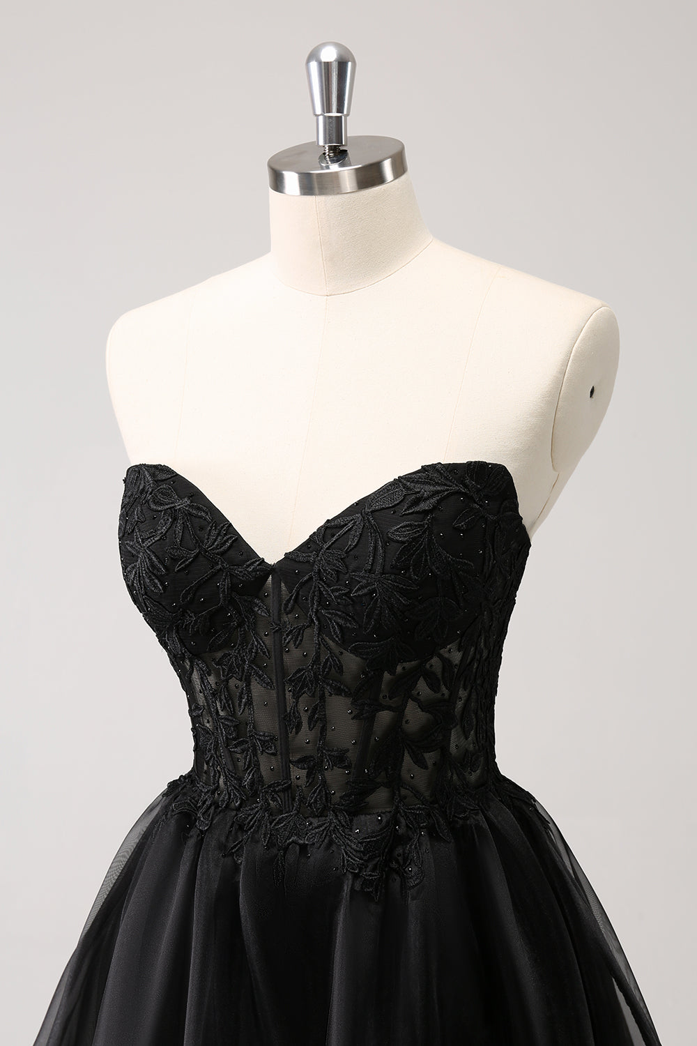 A Line Black Strapless Corset Tiered Short Homecoming Dress with Ruffles