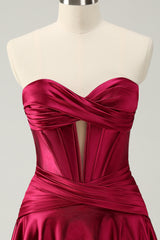 Fuchsia Strapless Corset A Line Short Homecoming Dress