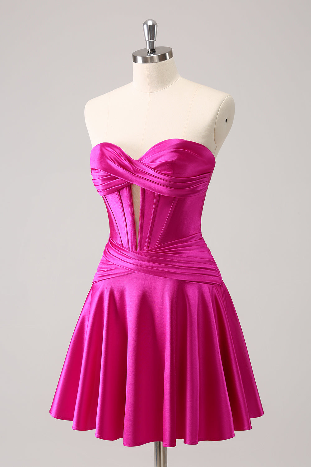 Fuchsia A Line Sweetheart Corset Short Homecoming Dress