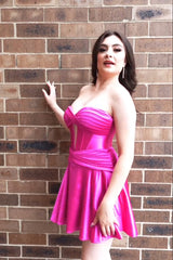 Fuchsia Sweetheart Corset A Line Short Homecoming Dress