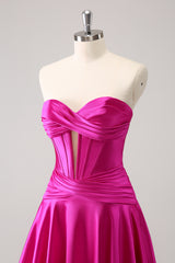 Fuchsia A Line Sweetheart Corset Short Homecoming Dress