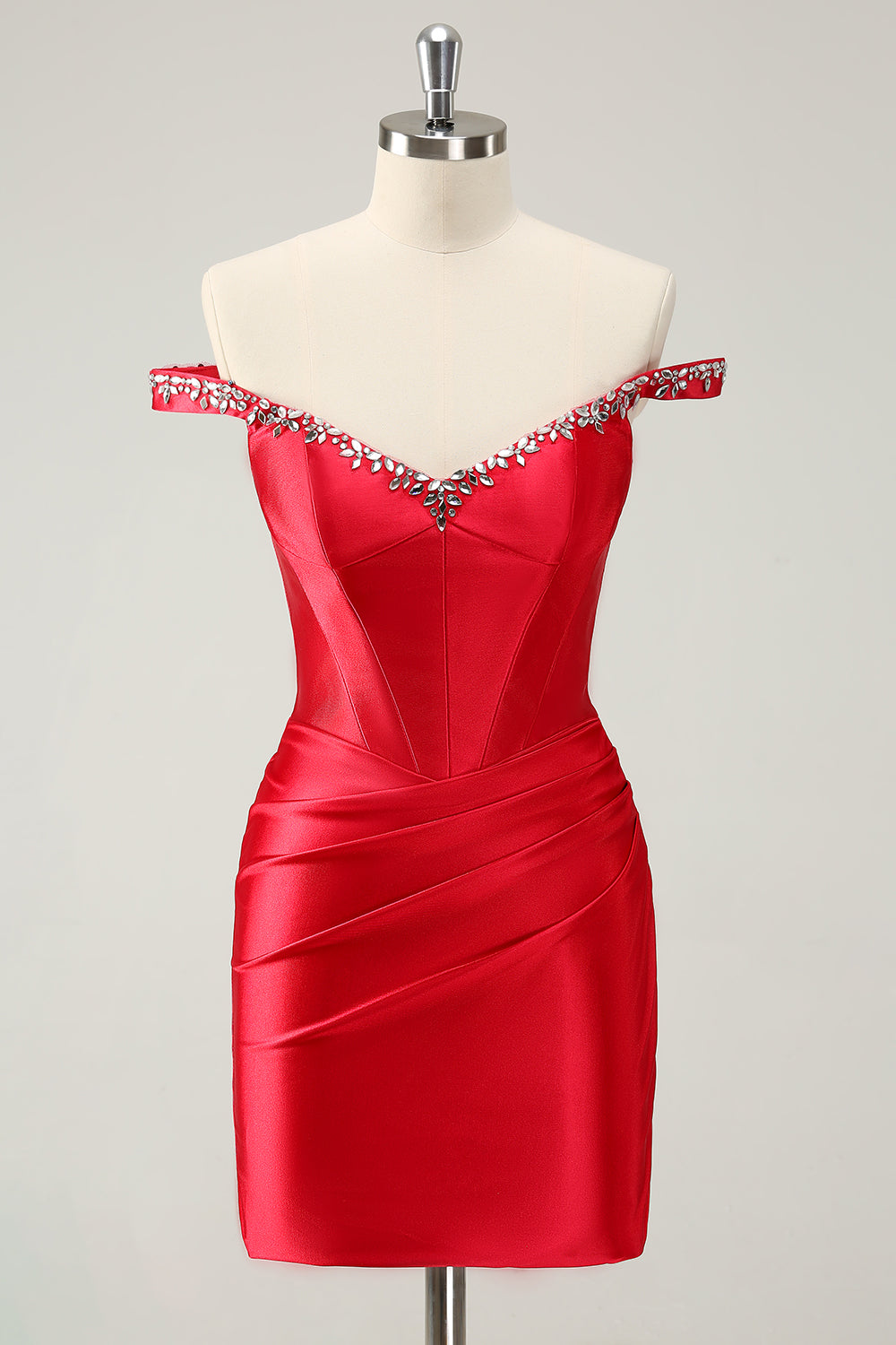 Sparkly Red Off The Shoulder Tight Short Homecoming Dress