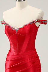 Sparkly Red Off The Shoulder Tight Short Homecoming Dress