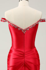 Sparkly Red Off The Shoulder Tight Short Homecoming Dress