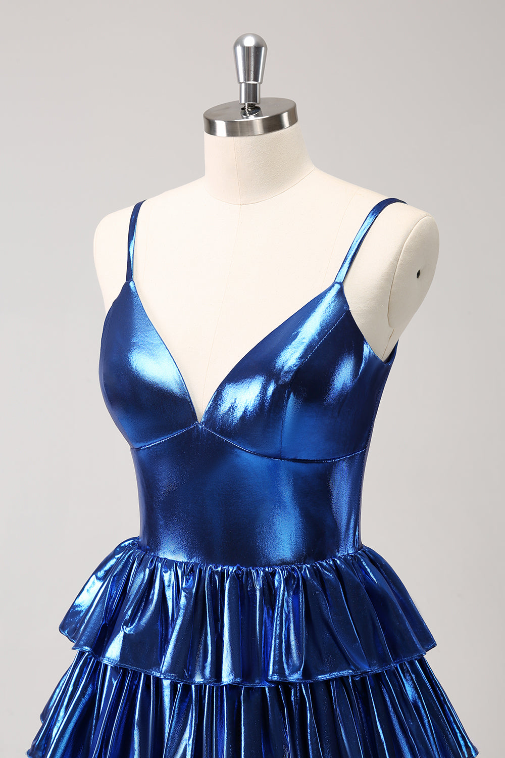 Cute Ink Blue Tiered A Line Short Homecoming Dress