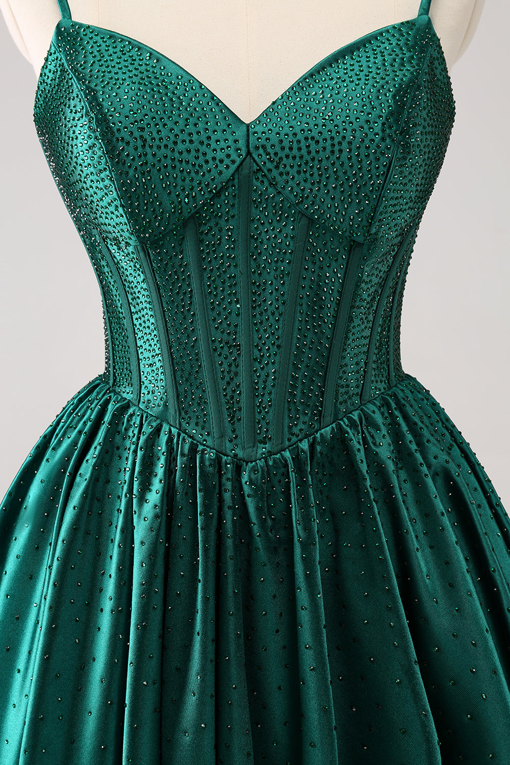 Sparkly Dark Green Beaded Corset A Line Short Homecoming Dress