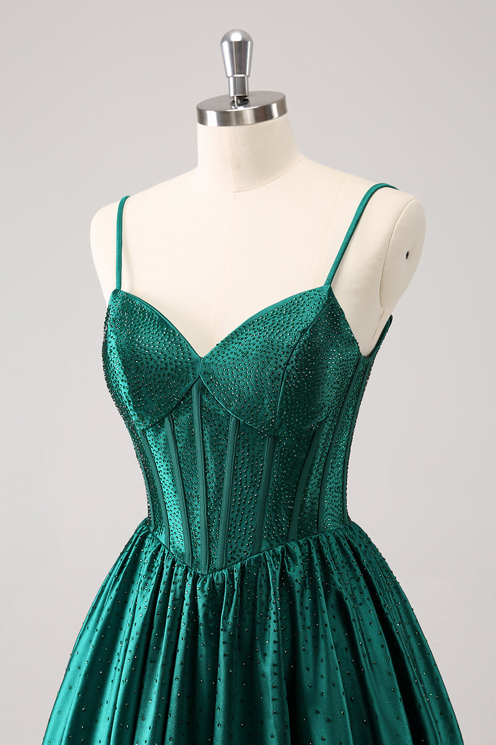 Sparkly Dark Green Beaded Corset A Line Short Homecoming Dress