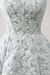 A Line Grey Green Strapless Corset Short Homecoming Dress