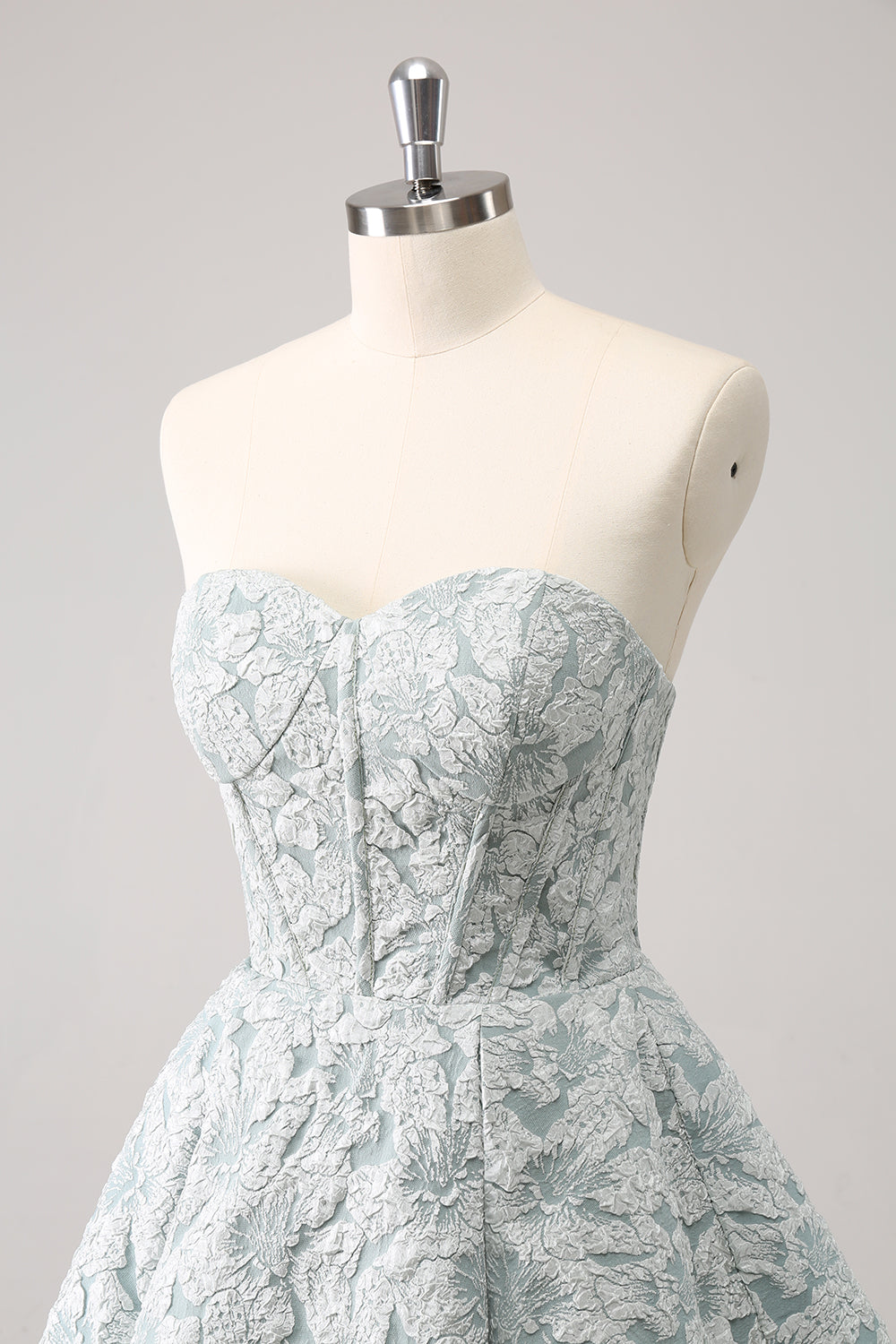 A Line Grey Green Strapless Corset Short Homecoming Dress