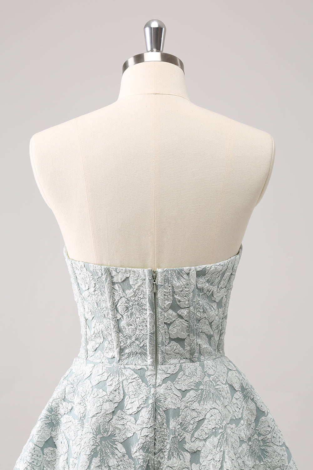 A Line Grey Green Strapless Corset Short Homecoming Dress